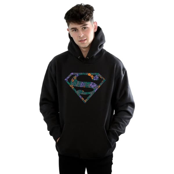 DC Comics Mens Superman Floral Logo 1 Hoodie