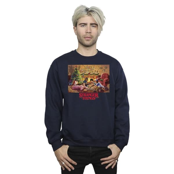 Netflix Mens Stranger Things Christmas Gathering Sweatshirt