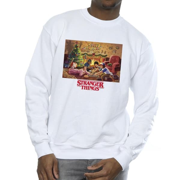 Netflix Mens Stranger Things Christmas Gathering Sweatshirt