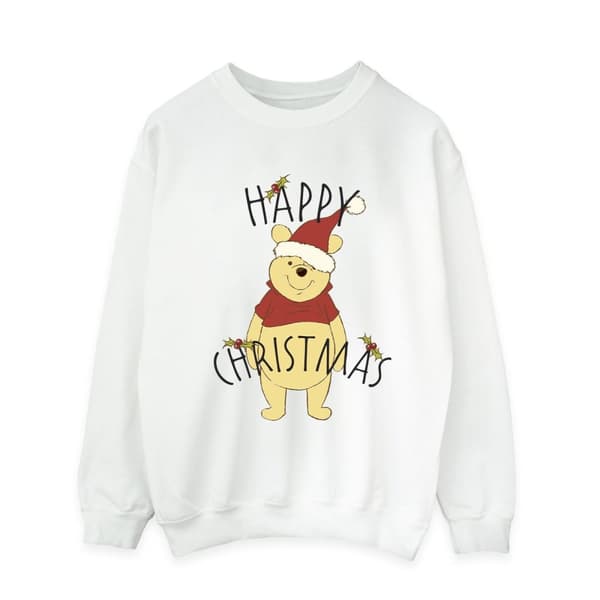 Disney Mens Winnie The Pooh Happy Christmas Holly Sweatshirt