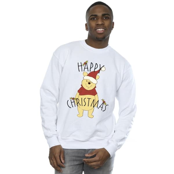 Disney Mens Winnie The Pooh Happy Christmas Holly Sweatshirt