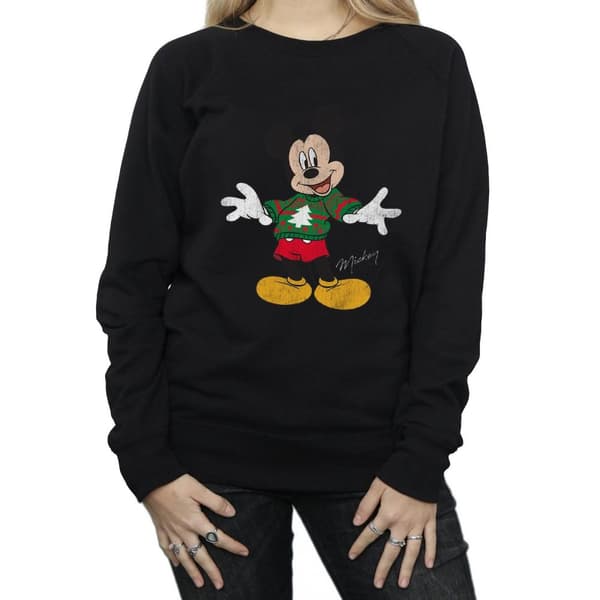 Disney Womens/Ladies Mickey Mouse Christmas Jumper Sweatshirt