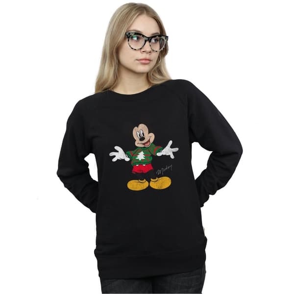 Disney Womens/Ladies Mickey Mouse Christmas Jumper Sweatshirt