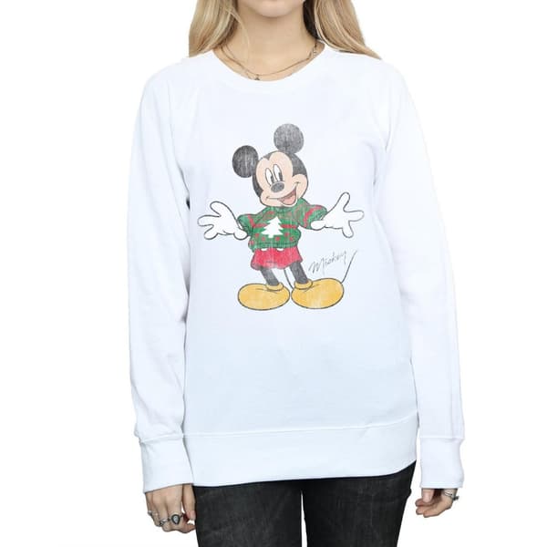 Disney Womens/Ladies Mickey Mouse Christmas Jumper Sweatshirt