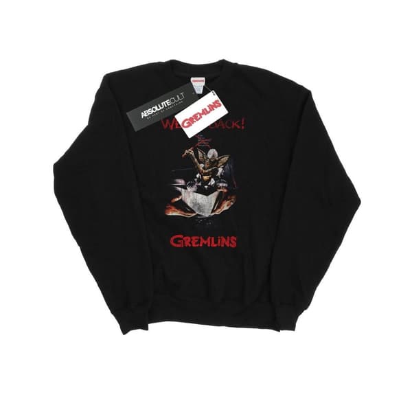 Gremlins Mens Spike Distressed Poster Sweatshirt Black XL