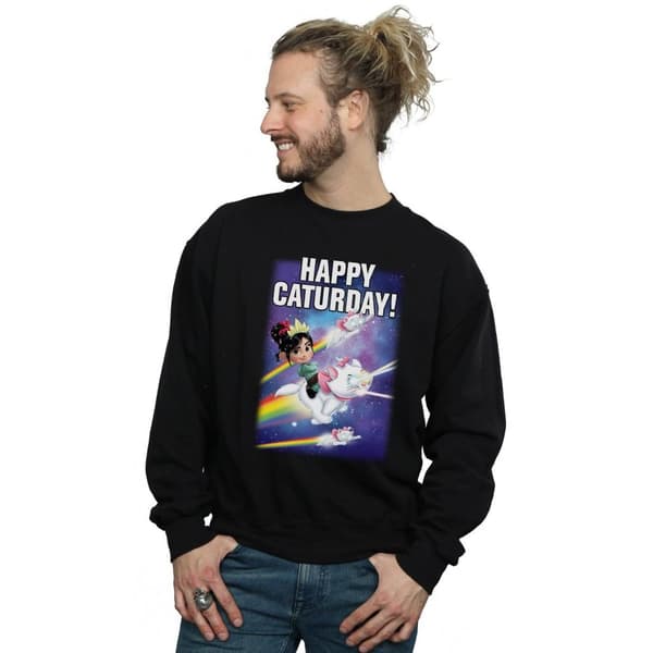 Disney Mens Wreck It Ralph Happy Caturday Sweatshirt