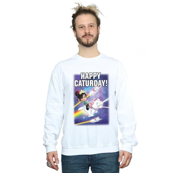 Disney Mens Wreck It Ralph Happy Caturday Sweatshirt