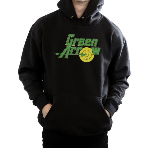 DC Comics Mens Green Arrow Crackle Logo Hoodie