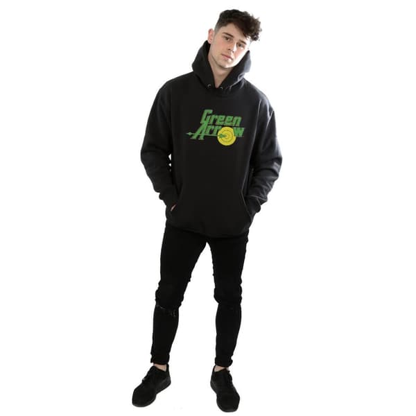 DC Comics Mens Green Arrow Crackle Logo Hoodie
