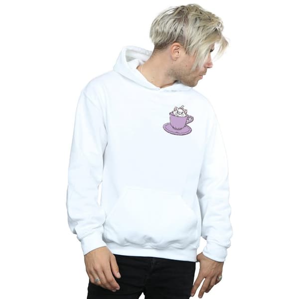 Disney Mens Aristocats Marie In Cup Breast Print Hoodie