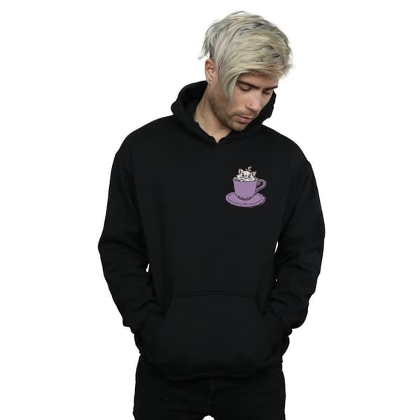 Disney Mens Aristocats Marie In Cup Breast Print Hoodie