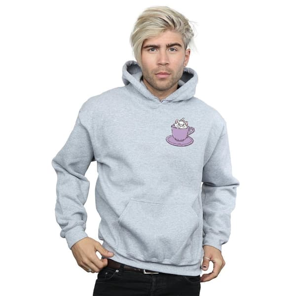 Disney Mens Aristocats Marie In Cup Breast Print Hoodie