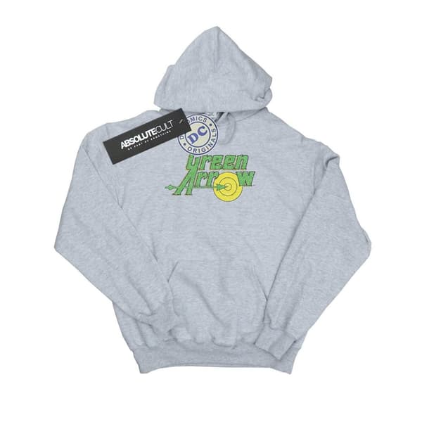 DC Comics Womens/Ladies Green Arrow Crackle Logo Hoodie Heather Grey S