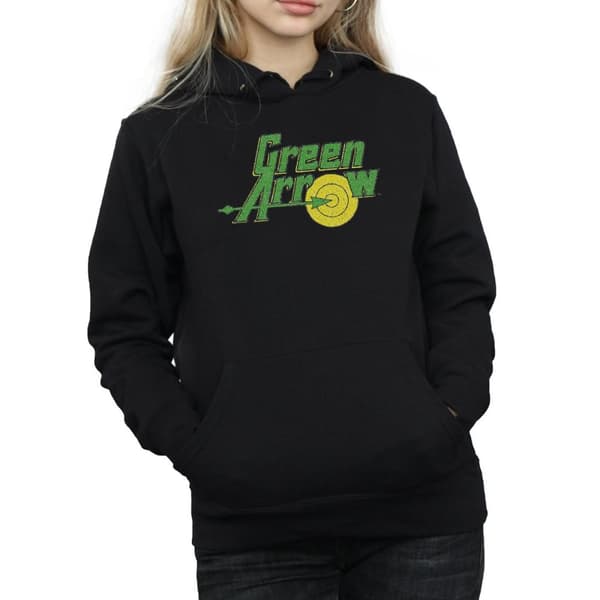 DC Comics Womens/Ladies Green Arrow Crackle Logo Hoodie