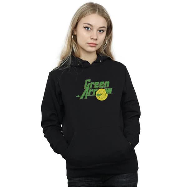 DC Comics Womens/Ladies Green Arrow Crackle Logo Hoodie