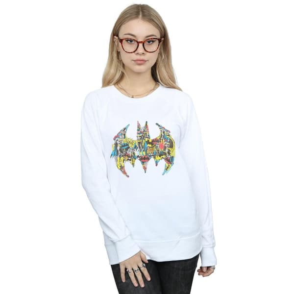 DC Comics Womens/Ladies Batman Batgirl Logo Collage Sweatshirt