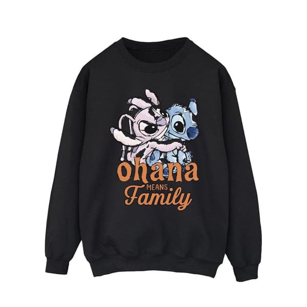 Disney Mens Lilo And Stitch Ohana Angel Hug Sweatshirt Black M