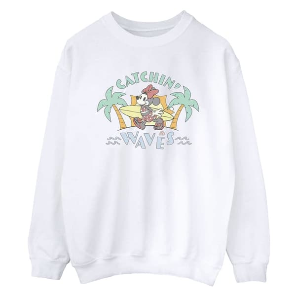 Disney Womens/Ladies Minnie Mouse Catchin Waves Sweatshirt