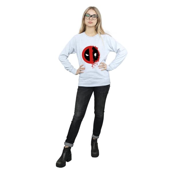 Marvel Dam/Tjej Deadpool Split Splat Logo Sweatshirt