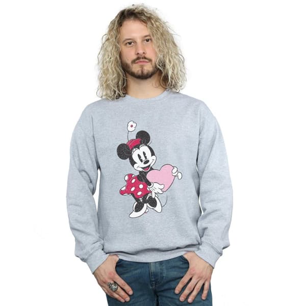 Disney Mens Minnie Mouse Love Heart Sweatshirt
