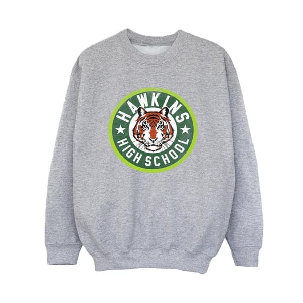 Netflix Stranger Things Hawkins Tiger Circle Sweatshirt för pojkar Sports Grey 9-11 Years