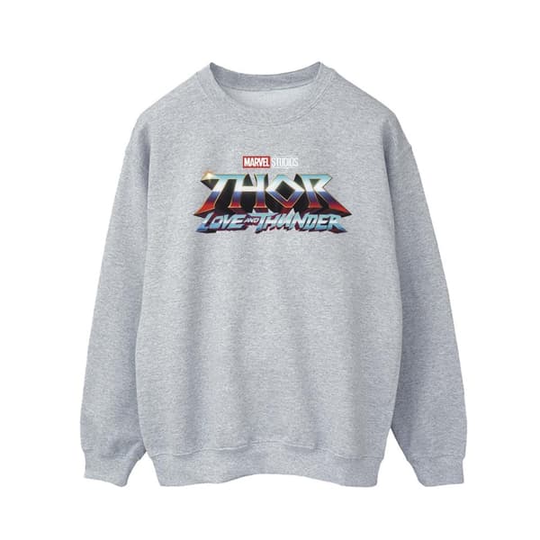 Marvel Mens Thor Love And Thunder Logo Sweatshirt Sports Grey 5XL