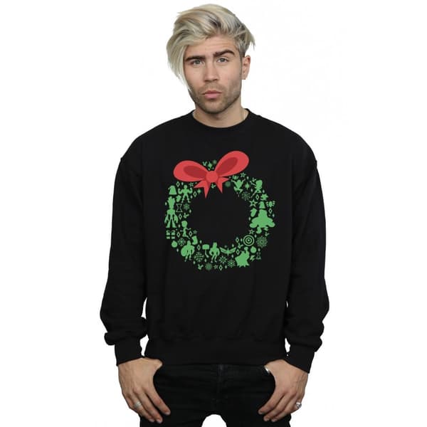 Marvel Mens Avengers Christmas Wreath Sweatshirt