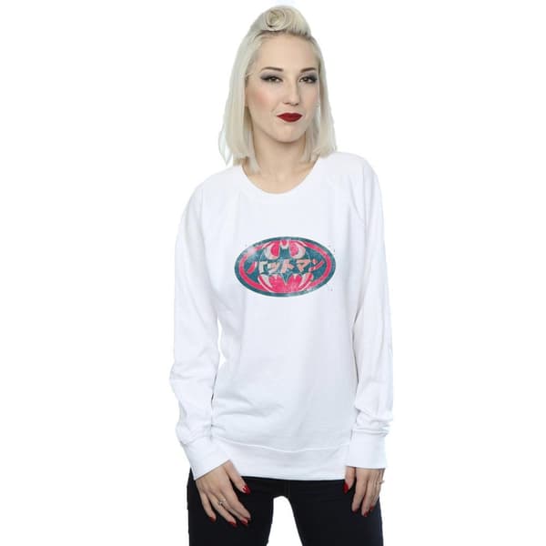 DC Comics Dam/Tjej Batman Japansk Logotyp Röd Sweatshirt