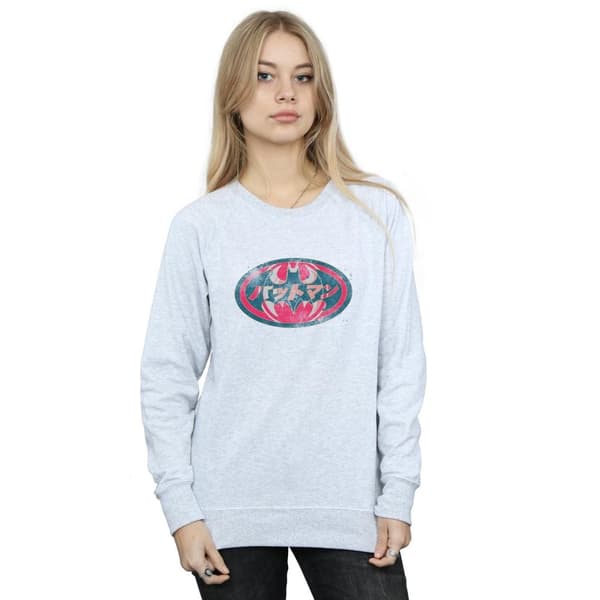 DC Comics Dam/Tjej Batman Japansk Logotyp Röd Sweatshirt