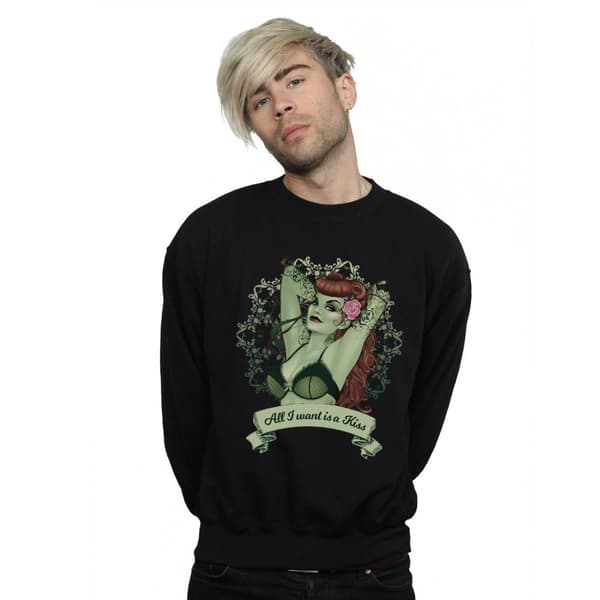 DC Comics Mens Poison Ivy All I want Is A Kiss Sweatshirt