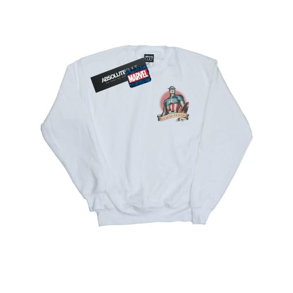 Marvel Mens Captain America Tattoo Breast Print Sweatshirt