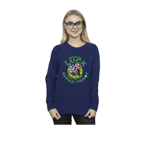 Marvel Dam/kvinnor St Patrick´s Day Captain America Luck Sweatshirt
