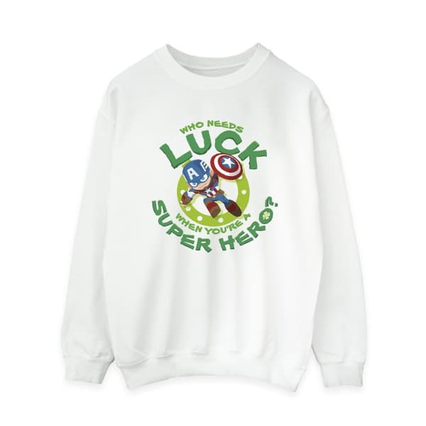 Marvel Dam/kvinnor St Patrick´s Day Captain America Luck Sweatshirt