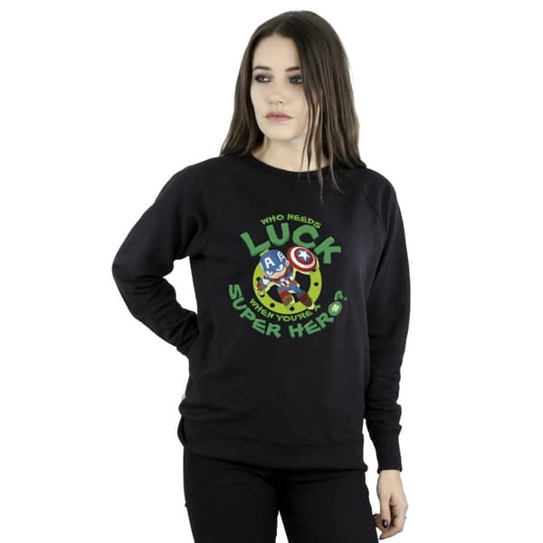 Marvel Dam/kvinnor St Patrick´s Day Captain America Luck Sweatshirt