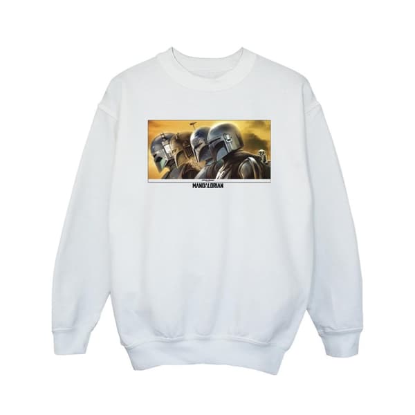 Star Wars Sweatshirt med målad grupp från The Mandalorian för flickor White 7-8 Years