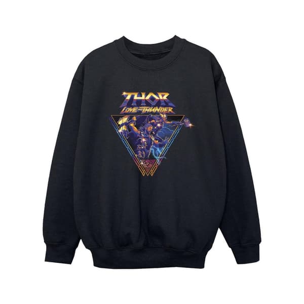 Marvel Girls Thor Love And Thunder Logo Triangle Sweatshirt Black 5-6 Years