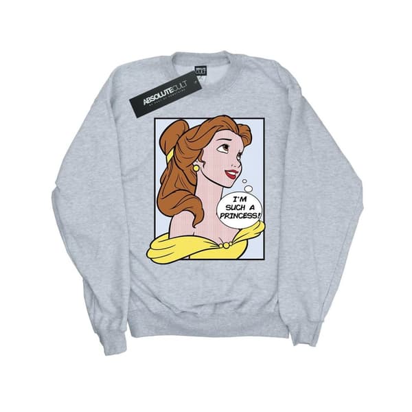 Disney Princess Girls Belle Pop Art Sweatshirt Sports Grey 9-11 Years