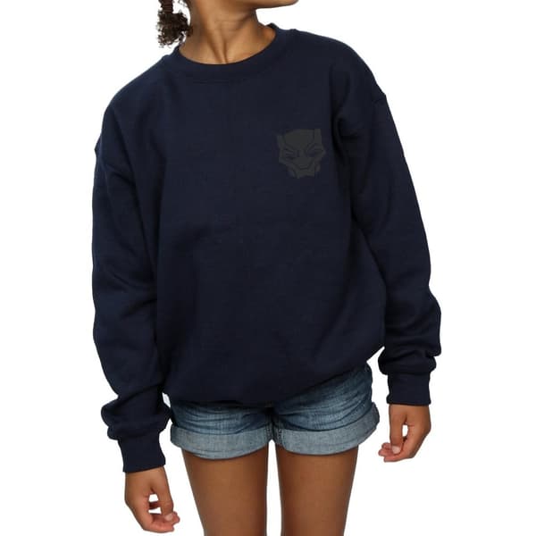 Marvel Girls Black Panther Black On Black Chest Print Sweatshirt