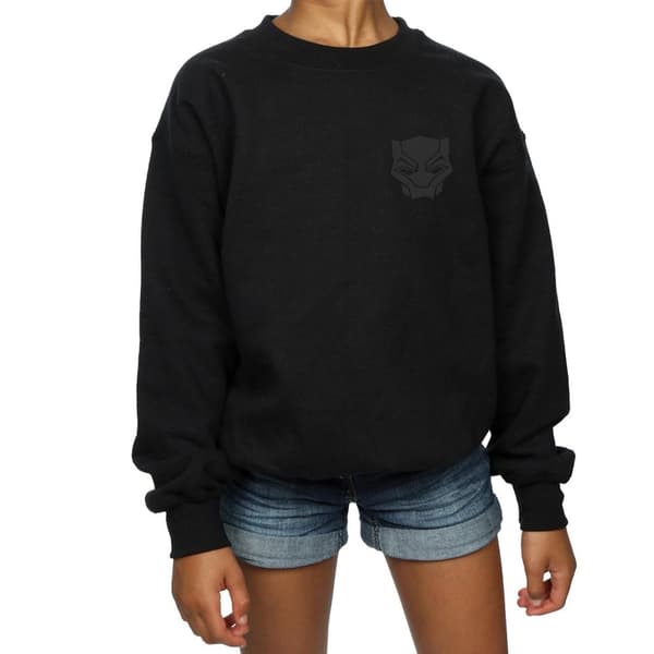 Marvel Girls Black Panther Black On Black Chest Print Sweatshirt