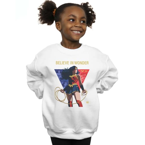 DC Comics Wonder Woman 80-årsjubileum Believe In Wonder Pose-tröja för flickor