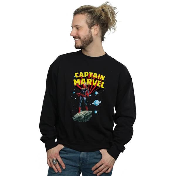 Marvel Mens Captain Marvel Space Pose Sweatshirt