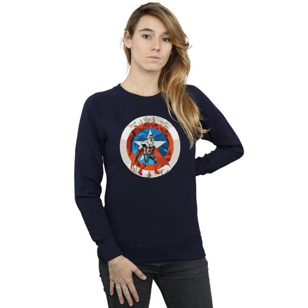Marvel Dam/Tjej Captain America Sam Wilson Sköld Sweatshirt