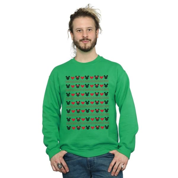 Disney Mens Mickey And Minnie Christmas Hearts Sweatshirt