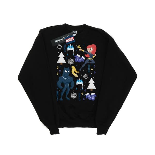 Marvel Girls Black Panther And Black Widow Christmas Day Sweatshirt