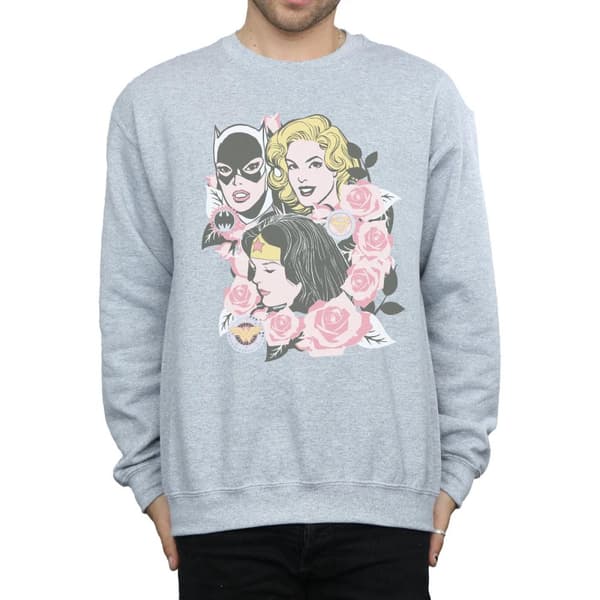 DC Comics Mens Super Powers Floral Frame Sweatshirt