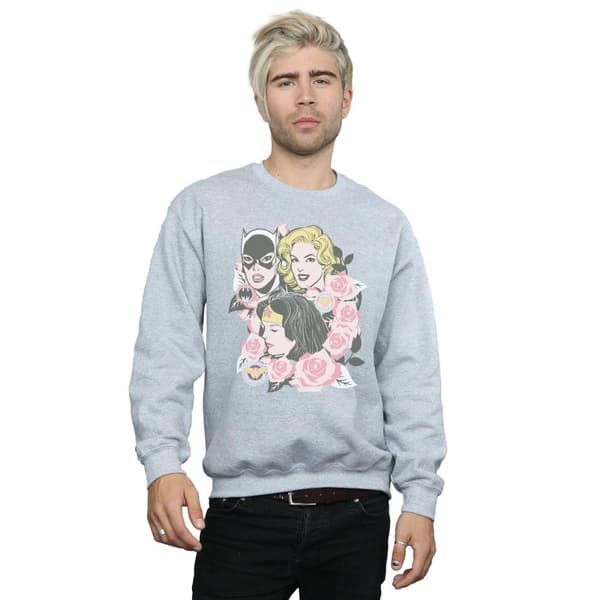 DC Comics Mens Super Powers Floral Frame Sweatshirt