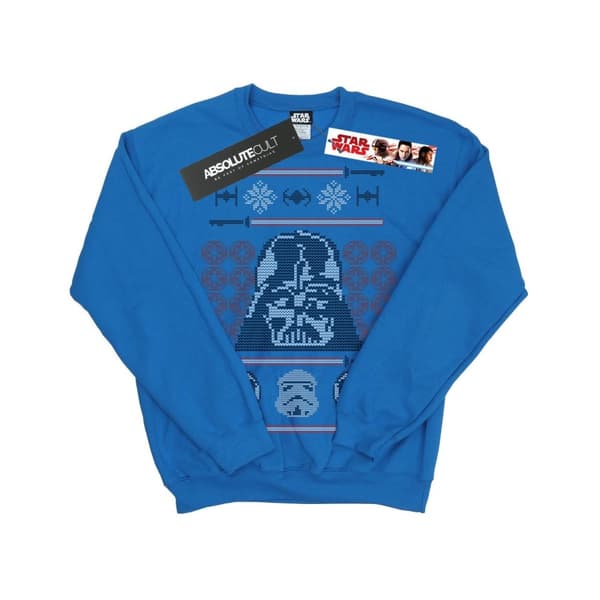 Star Wars Mens Christmas Vader Head Fair Isle Sweatshirt