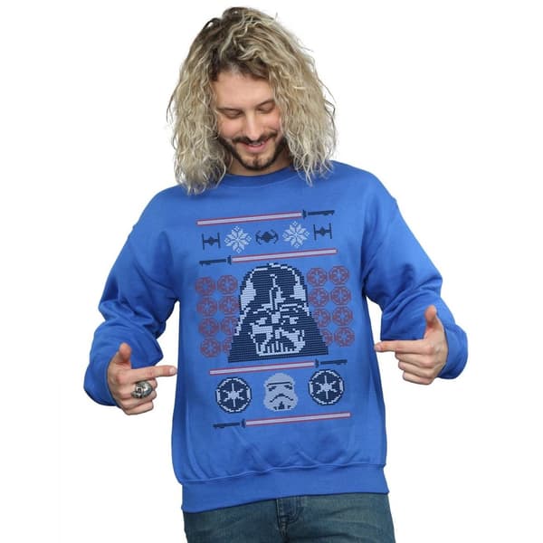 Star Wars Mens Christmas Vader Head Fair Isle Sweatshirt