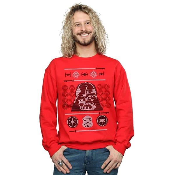 Star Wars Mens Christmas Vader Head Fair Isle Sweatshirt