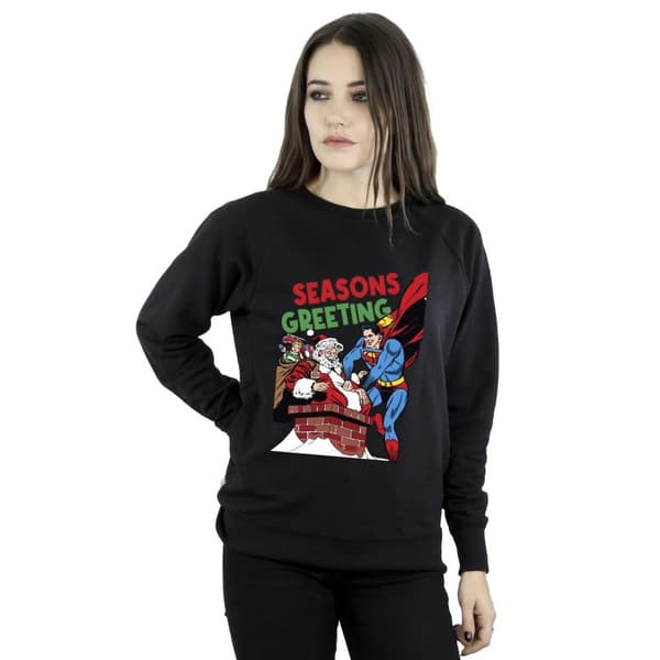 DC Comics Womens/Ladies Superman Santa Comic Sweatshirt
